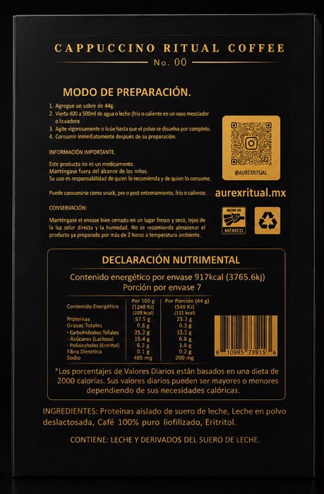 Vault Ritual Edition 7 sobres individuales sabor Capppuccino